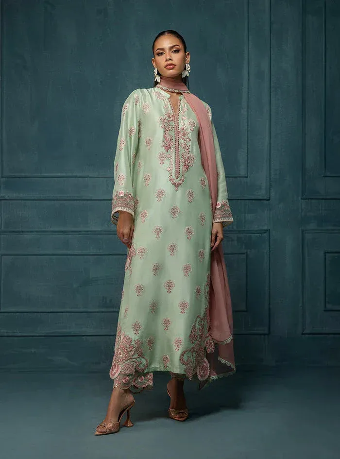 Zainab Chottani Luxe Edit 25 Pastel Green Raw Silk – view 4 – Poshaq