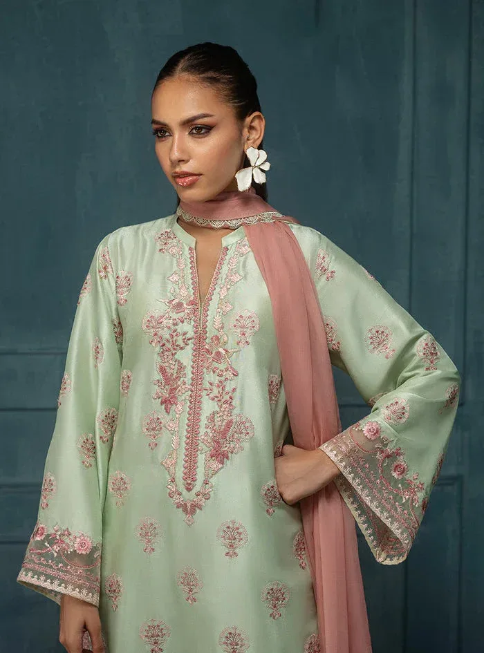 Zainab Chottani Luxe Edit 25 Pastel Green Raw Silk – view 5 – Poshaq