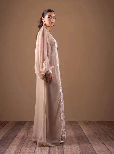 Zainab Chottani The Kaftan Edit Coffee Chiffon – view 3 – Poshaq
