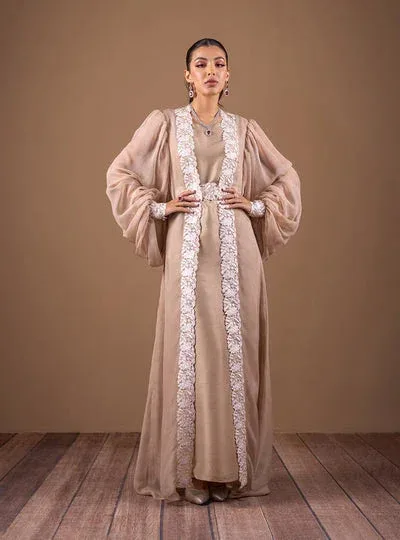 Zainab Chottani The Kaftan Edit Coffee Chiffon – view 4 – Poshaq