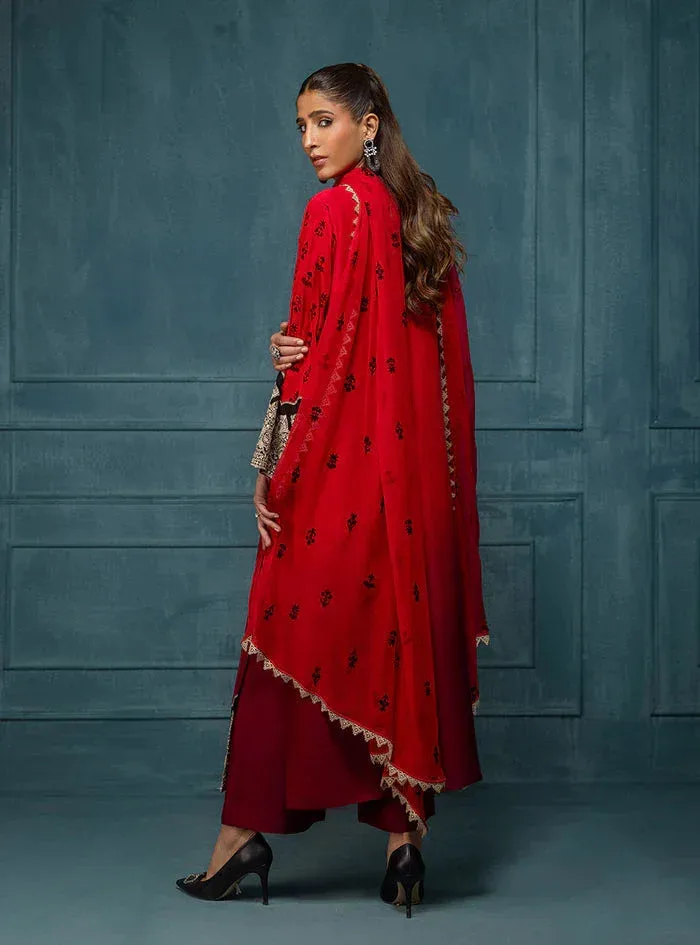 Zainab Chottani Luxe Edit 25 Red Raw Silk – view 2 – Poshaq