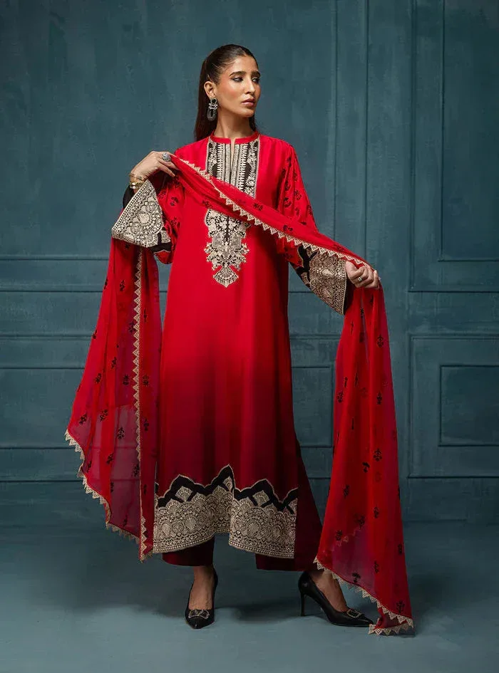Zainab Chottani Luxe Edit 25 Red Raw Silk – view 4 – Poshaq