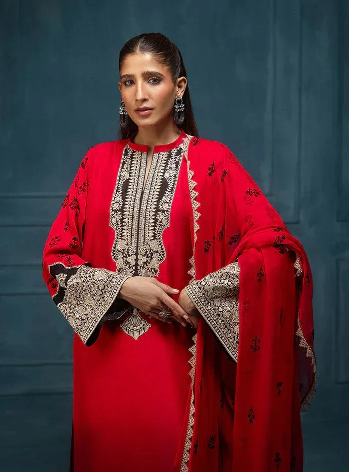 Zainab Chottani Luxe Edit 25 Red Raw Silk – view 5 – Poshaq