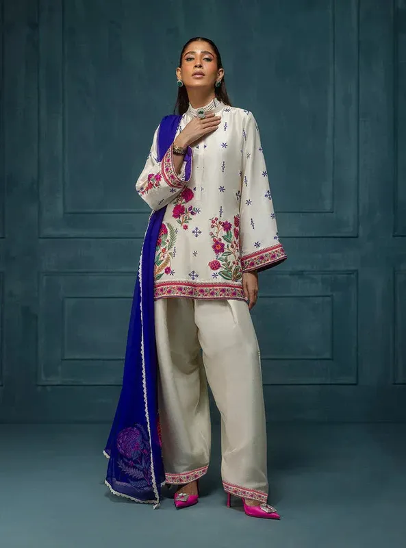 Zainab Chottani Luxe Edit 25 Off White Raw Silk – view 1 – Poshaq