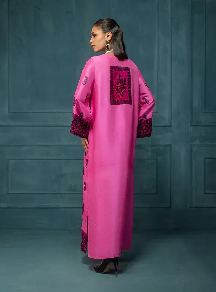 Zainab Chottani Luxe Edit 25 Dark Pink Raw Silk – view 2 – Poshaq