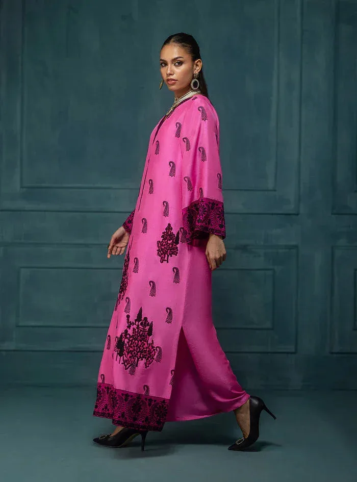 Zainab Chottani Luxe Edit 25 Dark Pink Raw Silk – view 3 – Poshaq