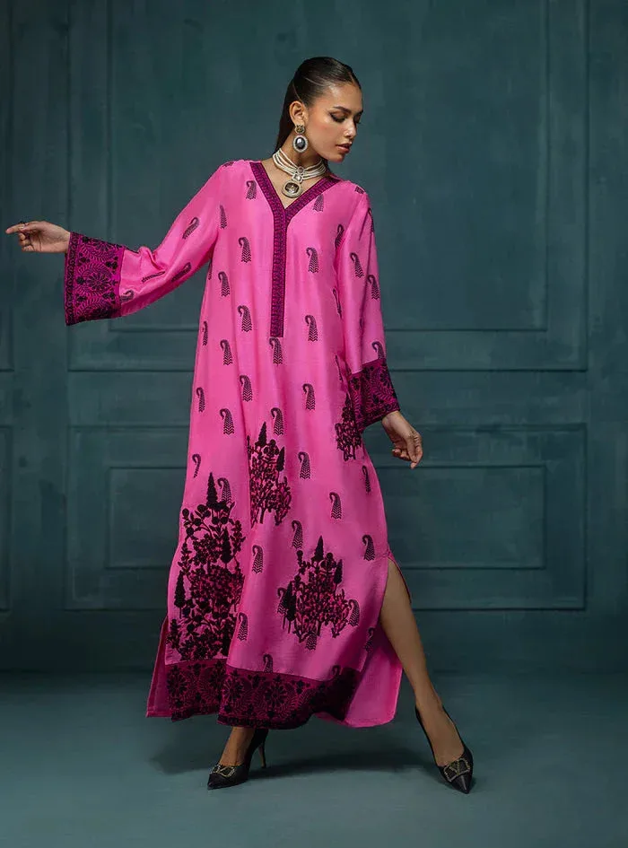 Zainab Chottani Luxe Edit 25 Dark Pink Raw Silk – view 4 – Poshaq