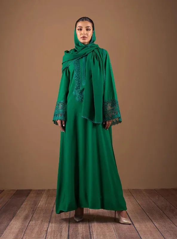 Zainab Chottani The Kaftan Edit Green Linen – view 1 – Poshaq