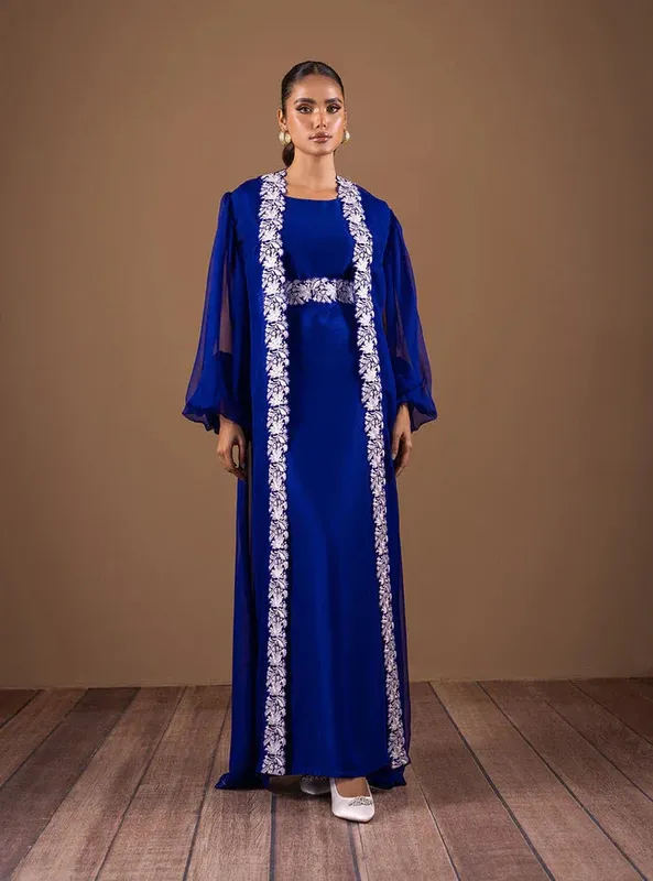 Zainab Chottani The Kaftan Edit Royal Blue Chiffon – view 1 – Poshaq