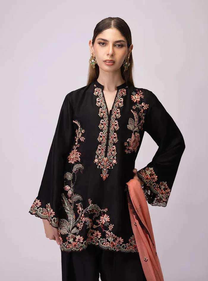 Zainab Chottani Luxe Edit 25 Black Raw Silk – view 4 – Poshaq