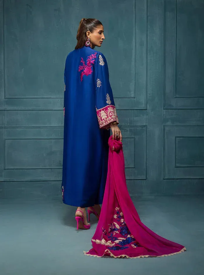 Zainab Chottani Luxe Edit 25 ink blue Raw Silk – view 2 – Poshaq