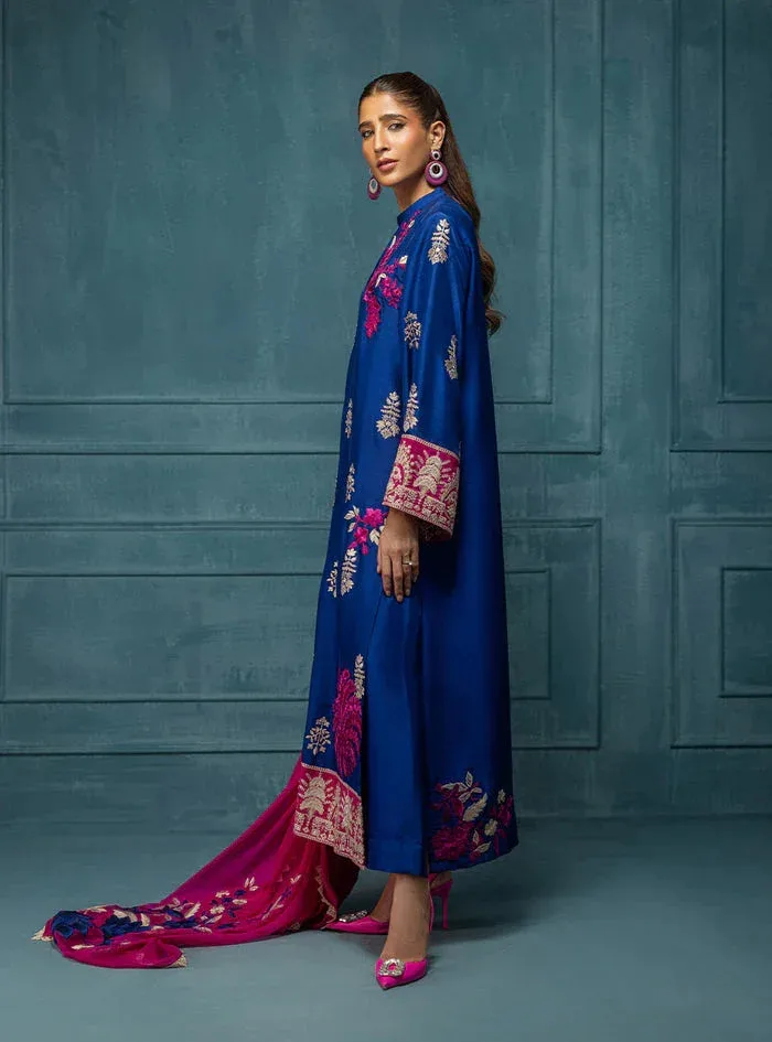 Zainab Chottani Luxe Edit 25 ink blue Raw Silk – view 3 – Poshaq