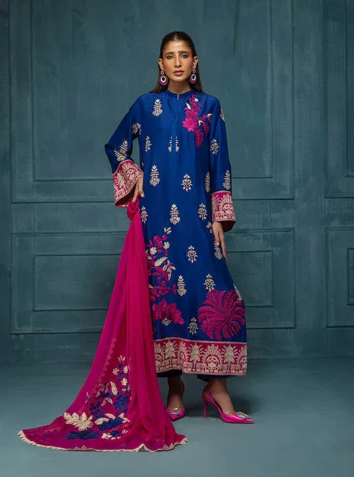 Zainab Chottani Luxe Edit 25 ink blue Raw Silk – view 5 – Poshaq