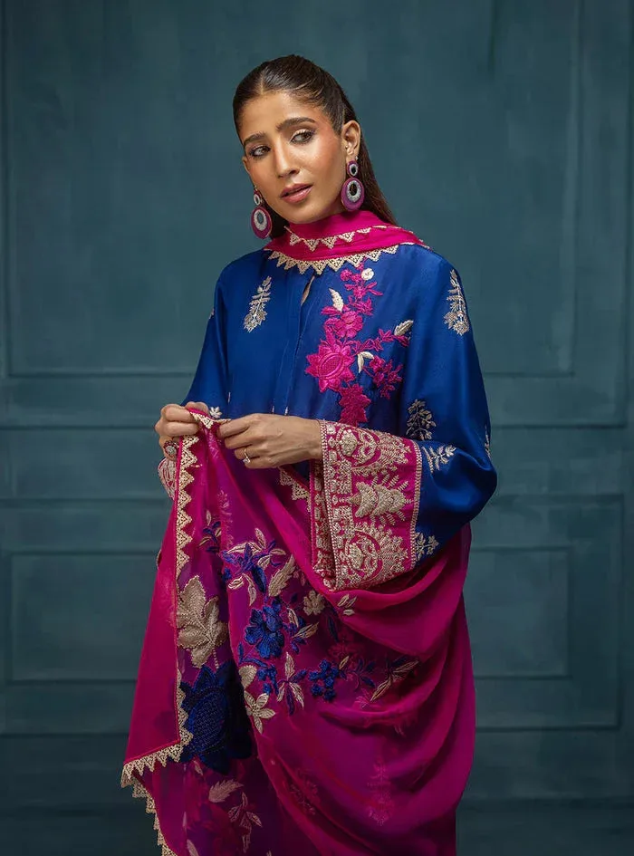 Zainab Chottani Luxe Edit 25 ink blue Raw Silk – view 6 – Poshaq
