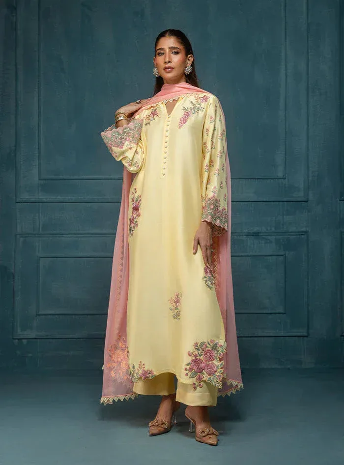 Zainab Chottani Luxe Edit 25 LIGHT CREAM Raw Silk – view 3 – Poshaq