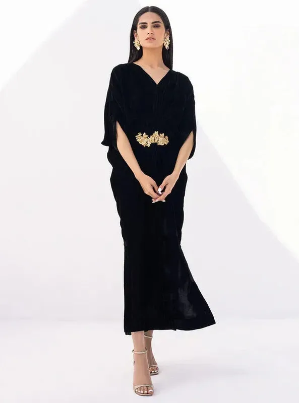 Zainab Chottani The Kaftan Edit Black Velvet – view 1 – Poshaq