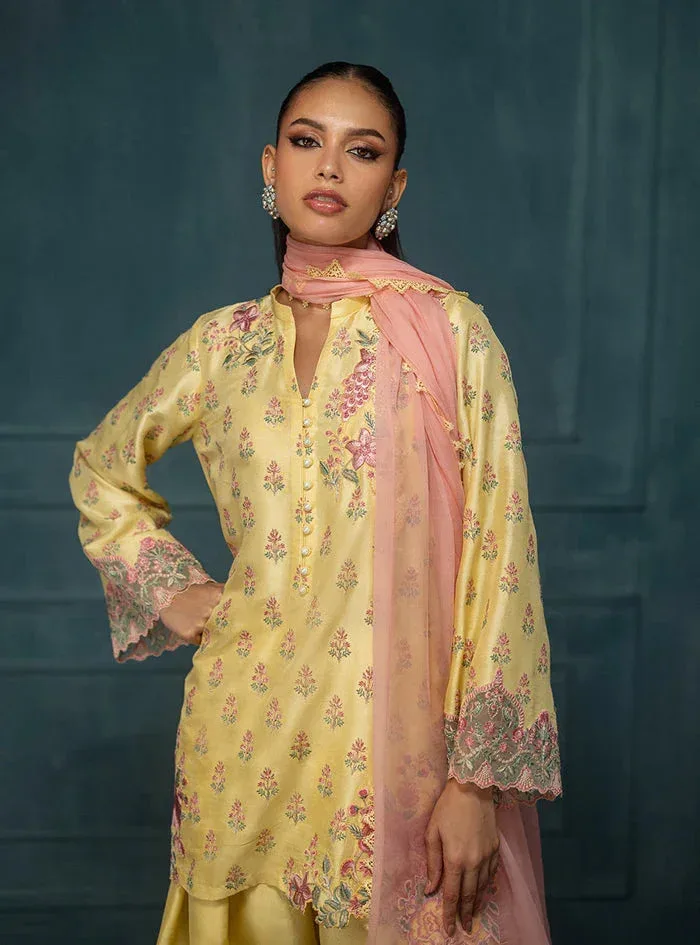 Zainab Chottani Luxe Edit 25 Pastel Yellow Raw Silk – view 7 – Poshaq