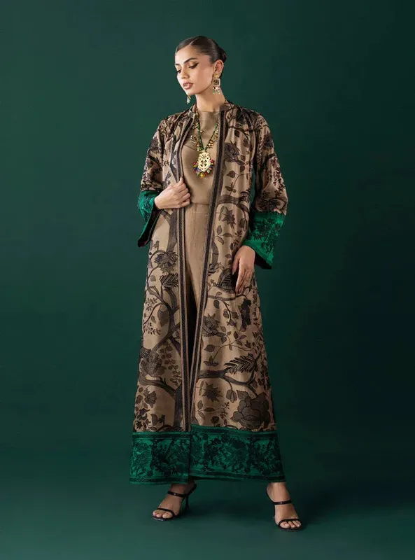 Zainab Chottani The Kaftan Edit Coffee Viscose – view 1 – Poshaq