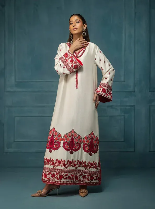 Zainab Chottani Luxe Edit 25 Off White Raw Silk – view 1 – Poshaq
