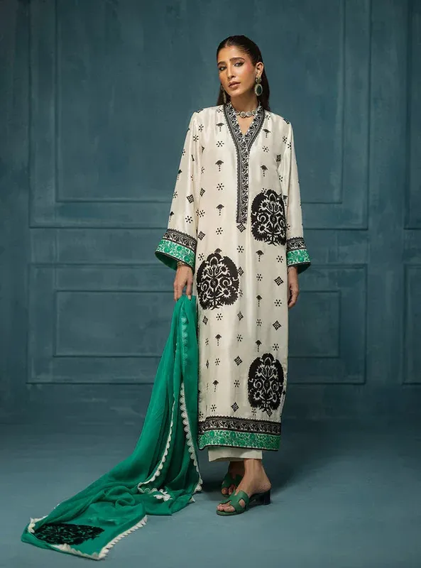 Zainab Chottani Luxe Edit 25 Off White Raw Silk – view 1 – Poshaq