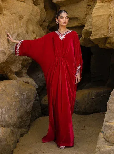 Zainab Chottani The Kaftan Edit Red Velvet – view 1 – Poshaq