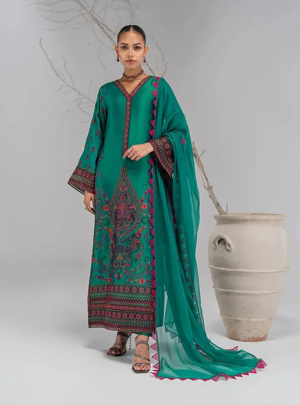 Zainab Chottani Luxe Pret 25 Teal Chiffon – view 1 – Poshaq
