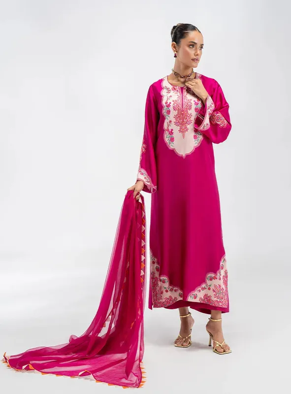 Zainab Chottani Luxe Pret 25 Magenta Chiffon – view 1 – Poshaq