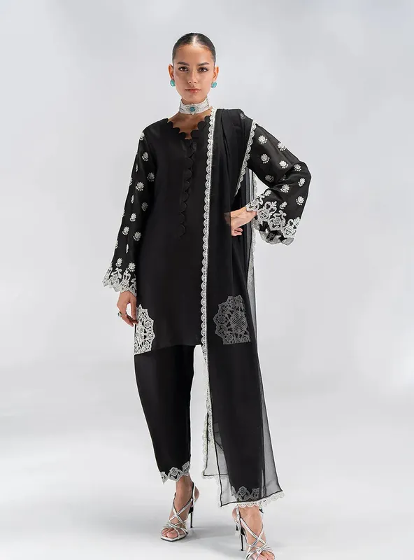 Zainab Chottani Luxe Pret 25 Black Chiffon – view 1 – Poshaq