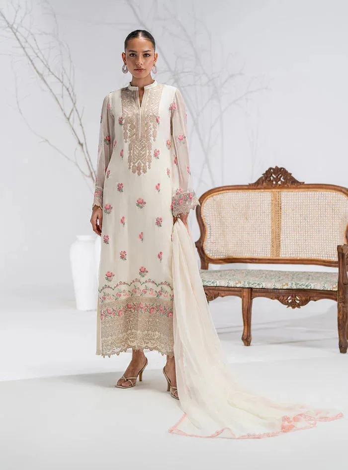 Zainab Chottani Eid Pret 25 Pearl White Chiffon – view 1 – Poshaq
