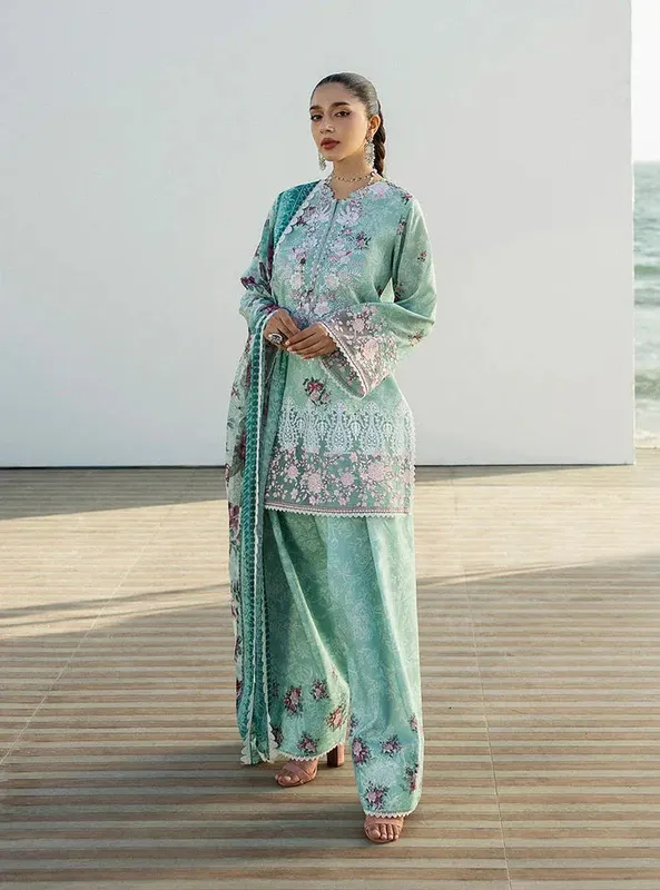 Zainab Chottani Tahra Lawn 25 Mint Organza – view 1 – Poshaq