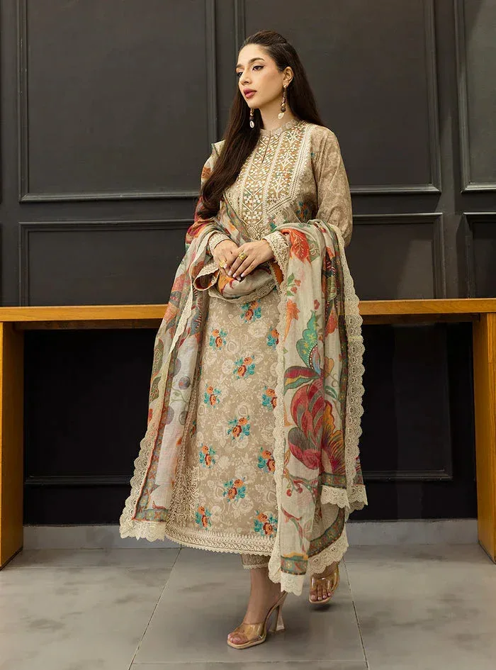 Zainab Chottani Tahra Lawn 25 Desert Sand Organza – view 1 – Poshaq
