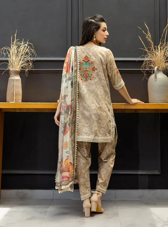 Zainab Chottani Tahra Lawn 25 Desert Sand Organza – view 3 – Poshaq