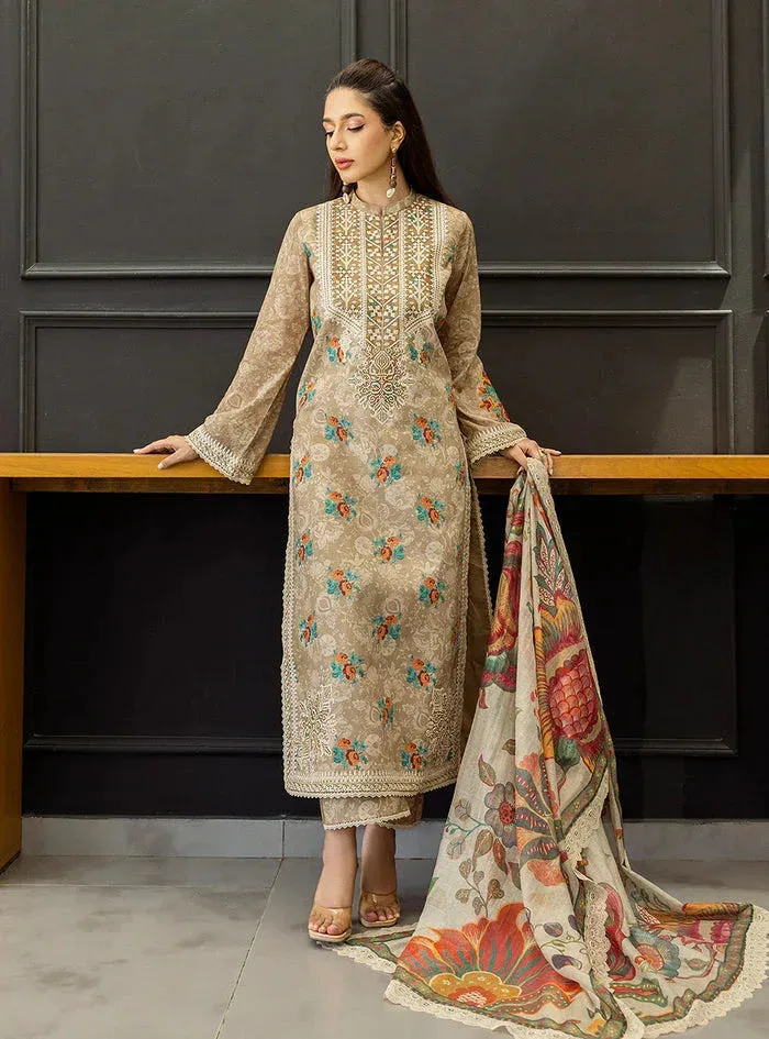 Zainab Chottani Tahra Lawn 25 Desert Sand Organza – view 4 – Poshaq