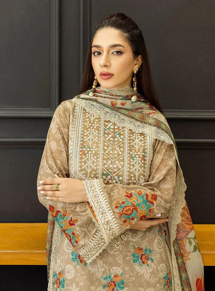 Zainab Chottani Tahra Lawn 25 Desert Sand Organza – view 5 – Poshaq