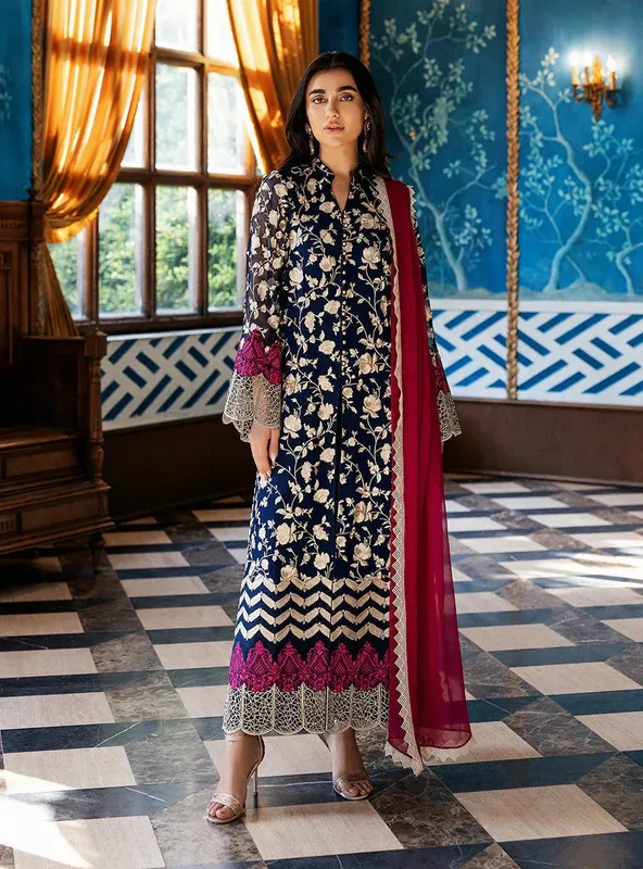 Zainab Chottani Ramadan Edit 25 Midnight Blue Chiffon – view 1 – Poshaq