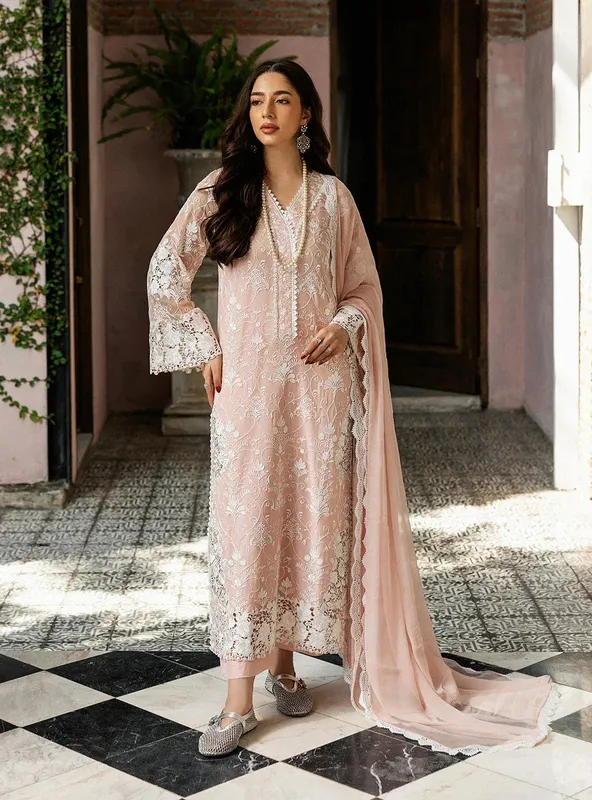Zainab Chottani Ramadan Edit 25 Pale Peach Chiffon – view 1 – Poshaq