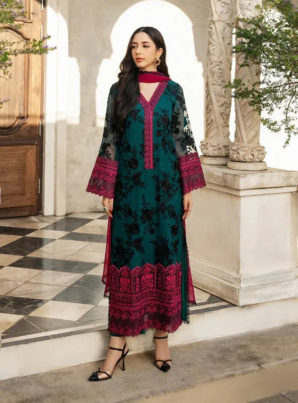 Zainab Chottani Ramadan Edit 25 Emerald Green Chiffon – view 1 – Poshaq