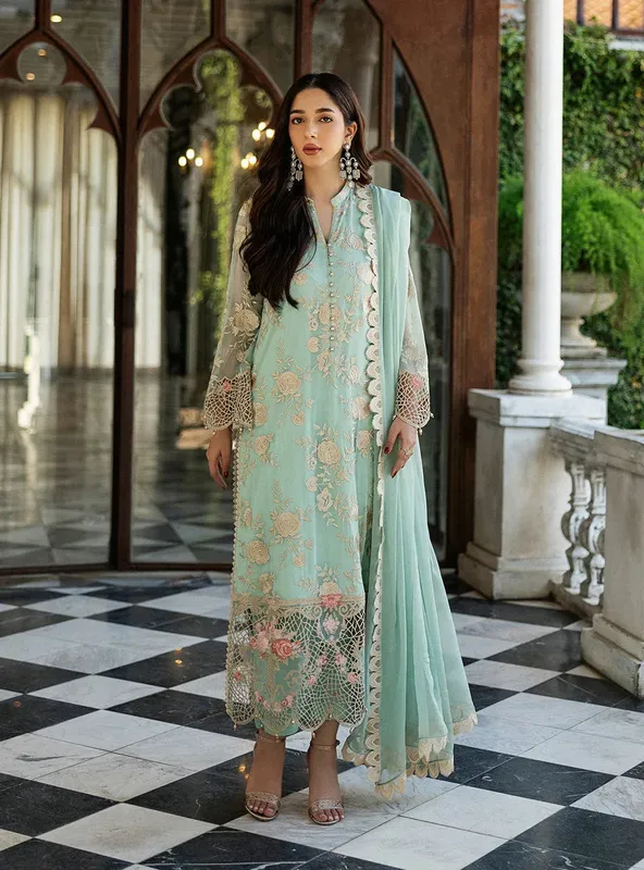 Zainab Chottani Ramadan Edit 25 Mint Green Chiffon – view 1 – Poshaq