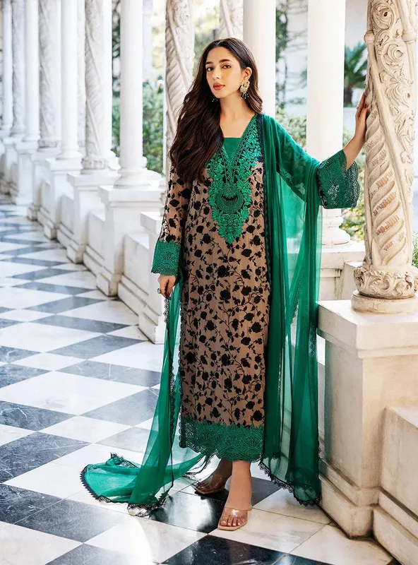 Zainab Chottani Ramadan Edit 25 Coffee Chiffon – view 1 – Poshaq