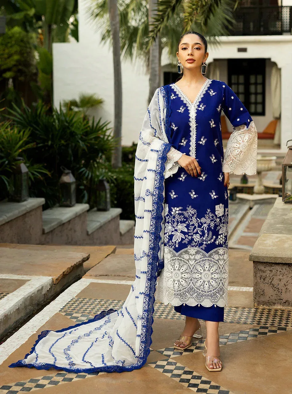 Zainab Chottani Chikankari 25 Cobalt Blue Chiffon – view 1 – Poshaq