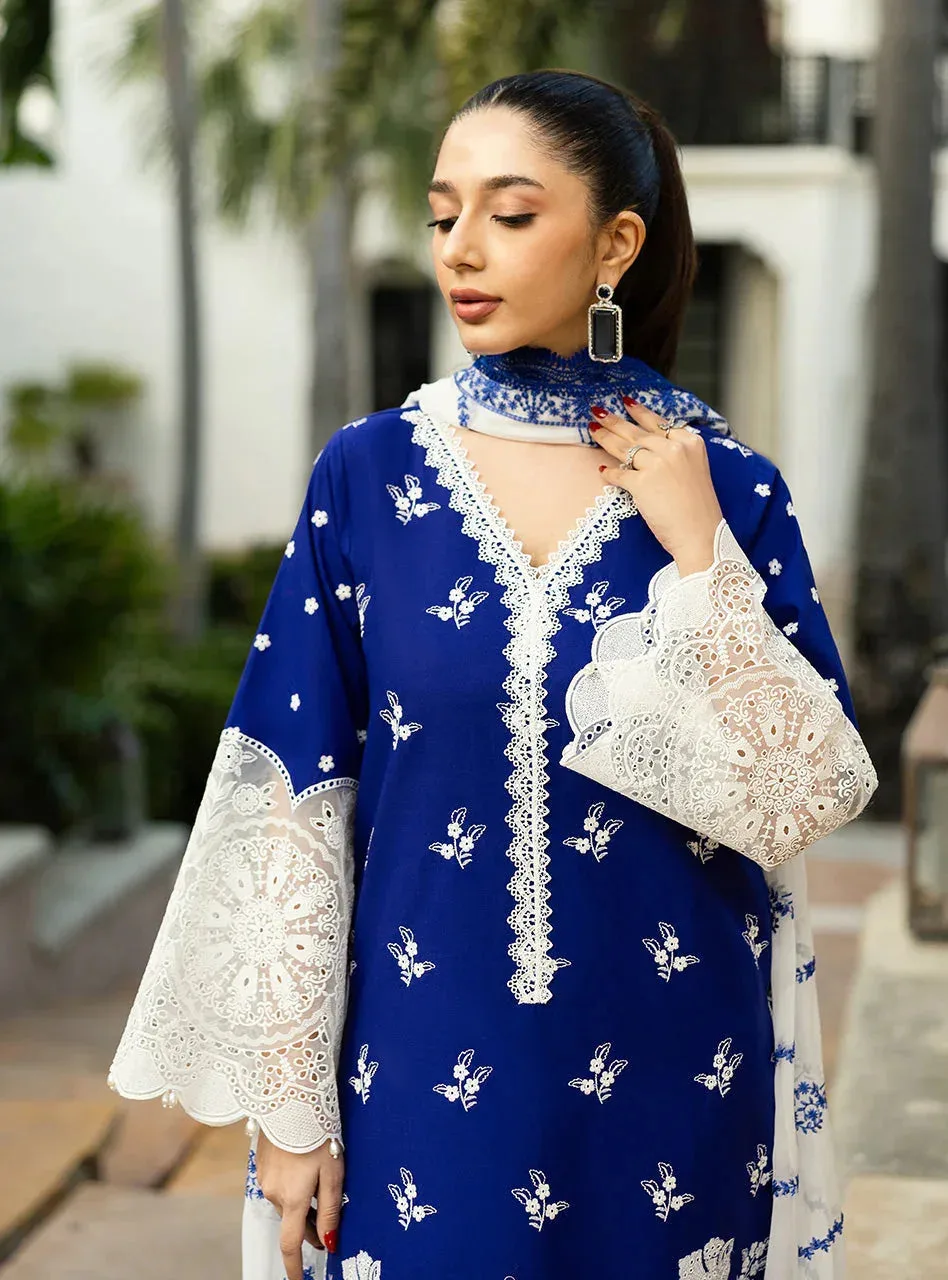 Zainab Chottani Chikankari 25 Cobalt Blue Chiffon – view 3 – Poshaq