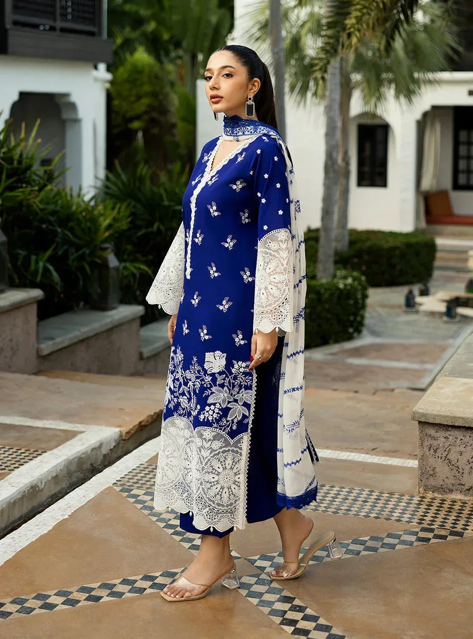 Zainab Chottani Chikankari 25 Cobalt Blue Chiffon – view 4 – Poshaq