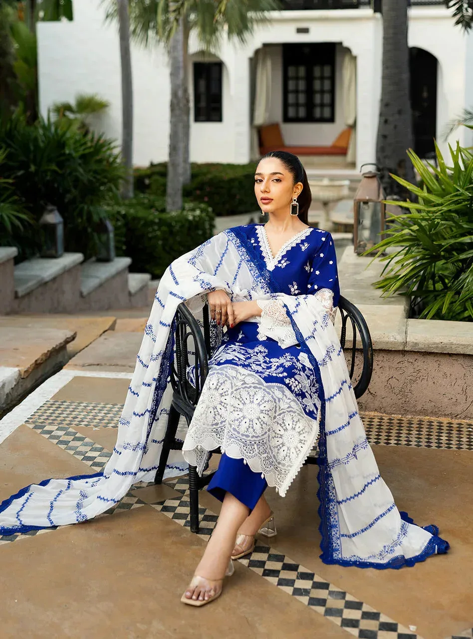 Zainab Chottani Chikankari 25 Cobalt Blue Chiffon – view 5 – Poshaq