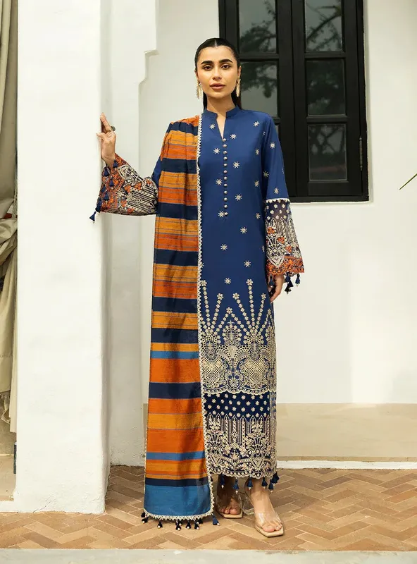 Zainab Chottani Chikankari 25 Royal Blue – view 1 – Poshaq