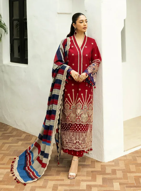 Zainab Chottani Chikankari 25 Red – view 1 – Poshaq