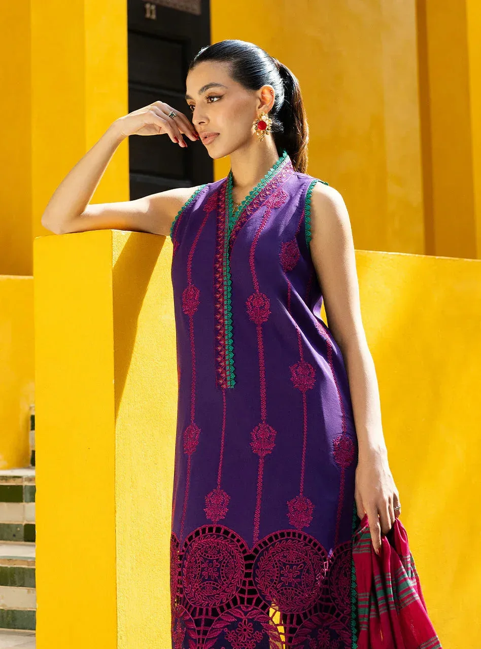 Zainab Chottani Chikankari 25 Deep Purple – view 3 – Poshaq