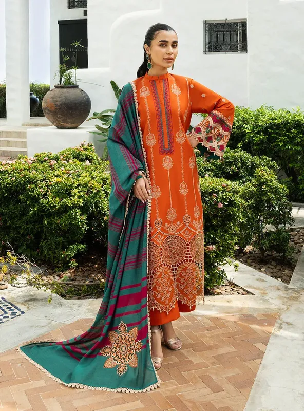 Zainab Chottani Chikankari 25 Orange – view 1 – Poshaq