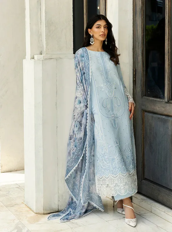 Zainab Chottani Chikankari 25 Light Blue – view 1 – Poshaq