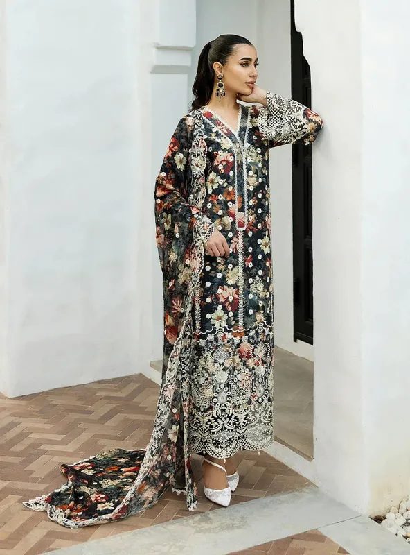 Zainab Chottani Chikankari 25 Black Chiffon – view 1 – Poshaq
