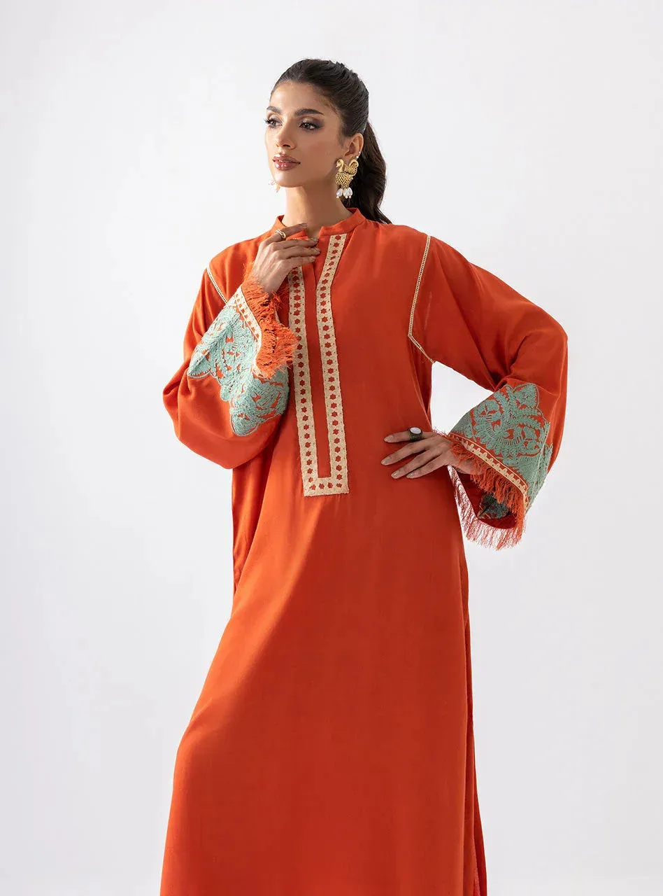 Zainab Chottani Aara Casual Pret Orange Viscose – view 3 – Poshaq